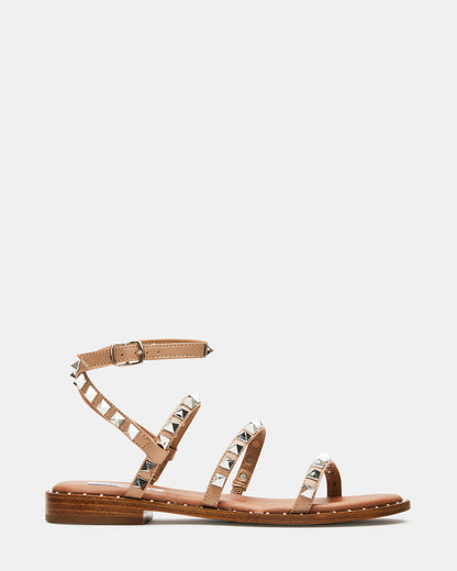 TRAVEL Tan Women's Studded Strappy Sandal | Steve Madden Special Offer