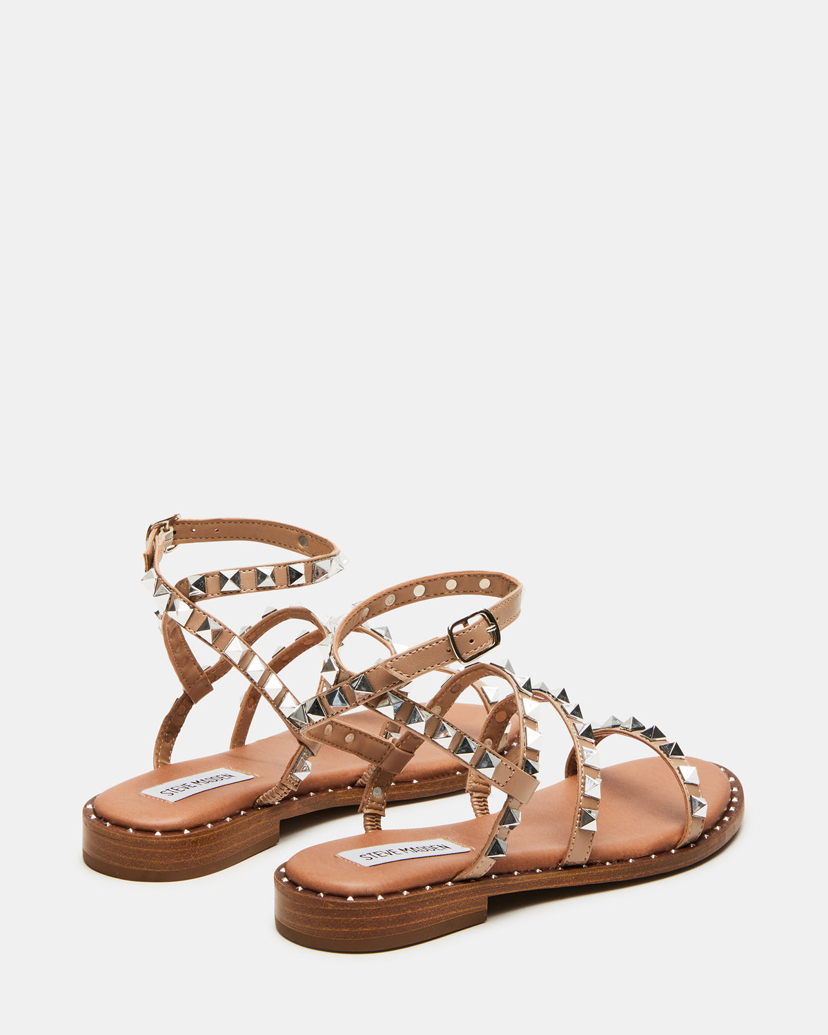 TRAVEL Tan Women's Studded Strappy Sandal | Steve Madden Special Offer