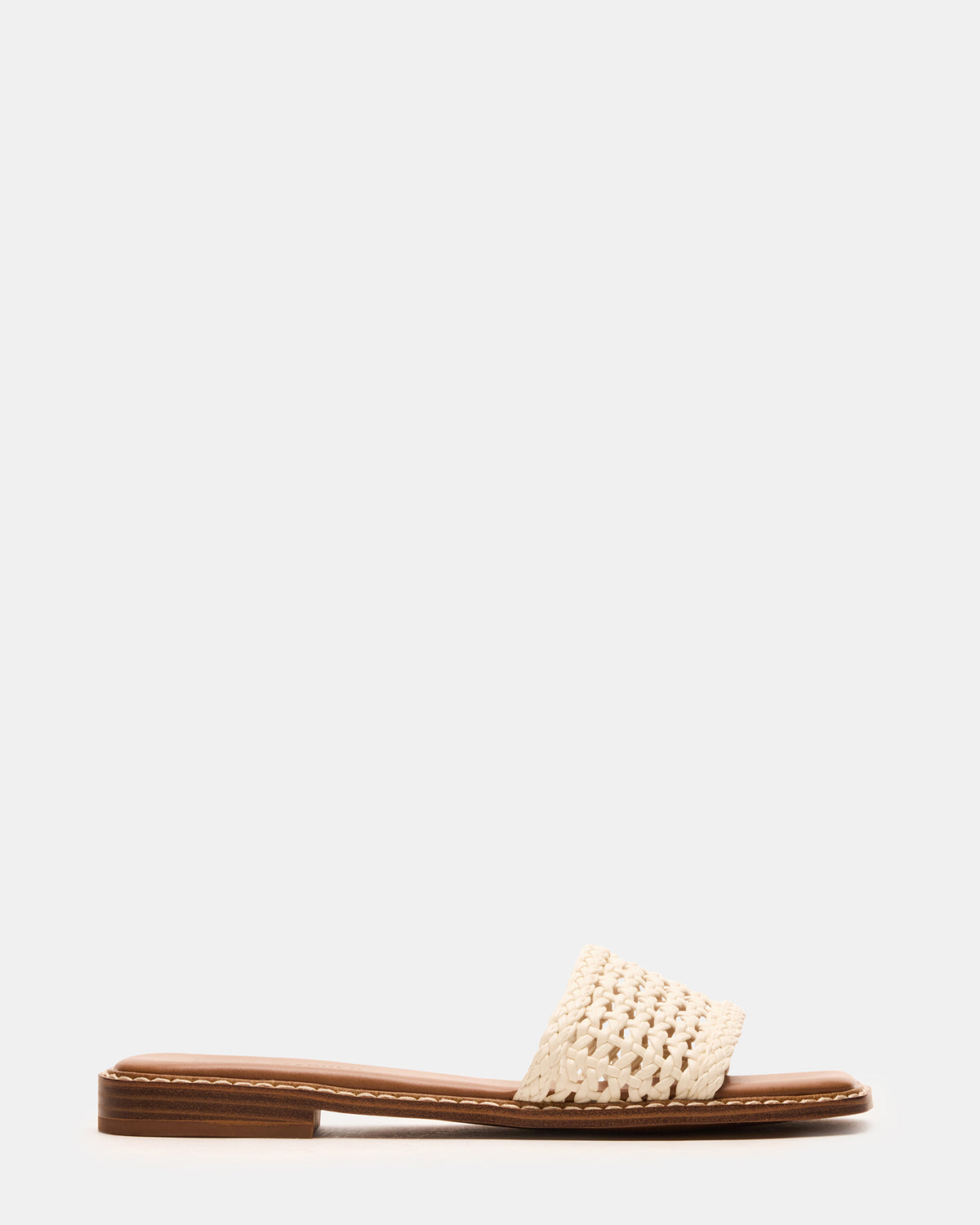 SNIDER White Square-Toe Slide Woven Women's Sandal | Steve Madden Special Offer