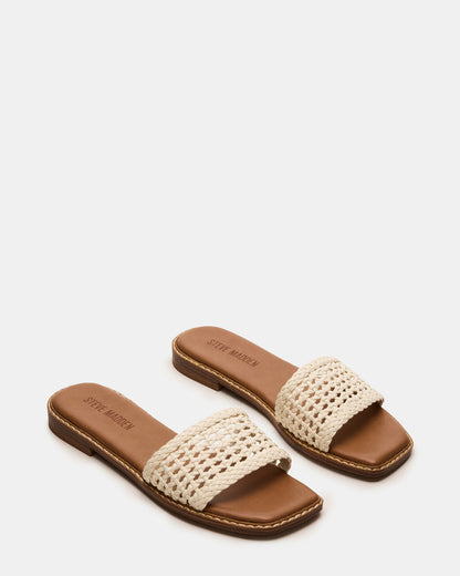 SNIDER White Square-Toe Slide Woven Women's Sandal | Steve Madden Special Offer