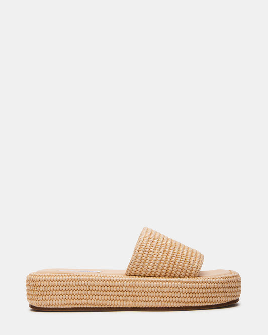 BEACHY Natural Platform Slide Women's Sandal | Steve Madden Sale