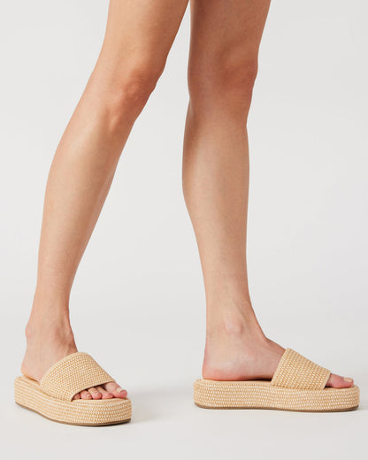 BEACHY Natural Platform Slide Women's Sandal | Steve Madden Sale