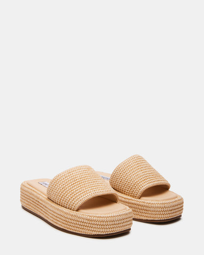 BEACHY Natural Platform Slide Women's Sandal | Steve Madden Sale