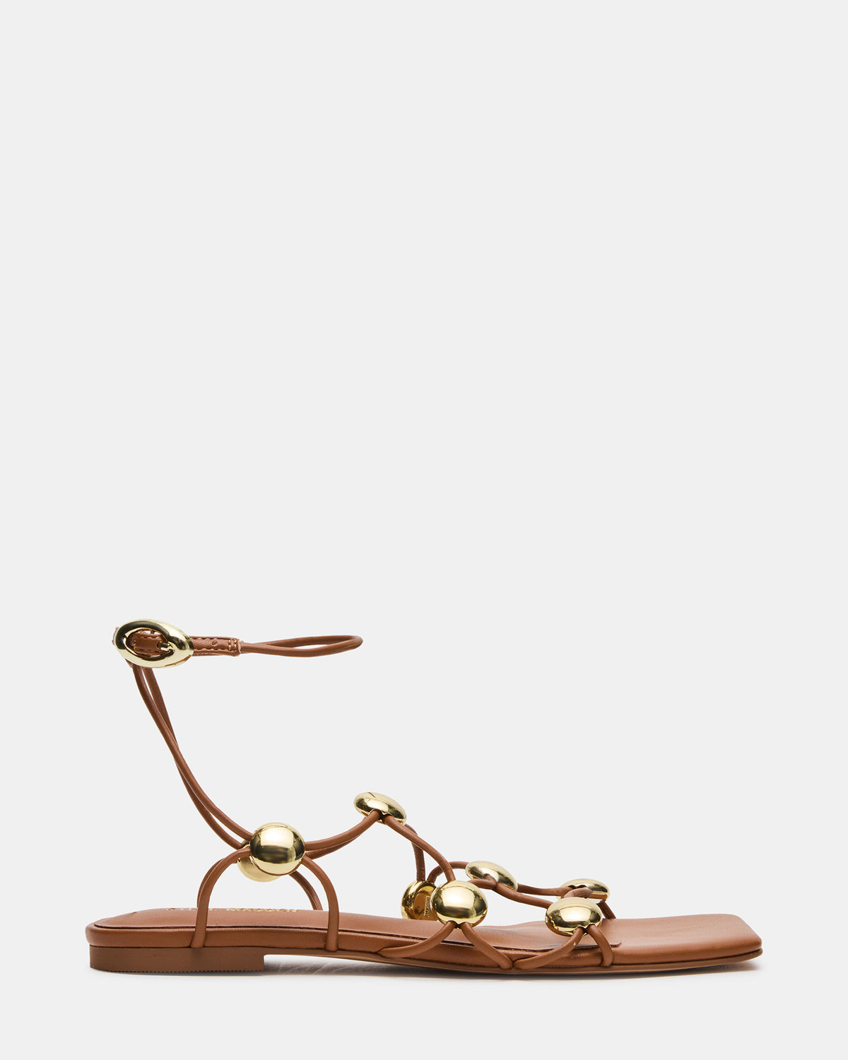 TIDES Cognac Strappy Square-Toe Women's Sandal | Steve Madden Sale