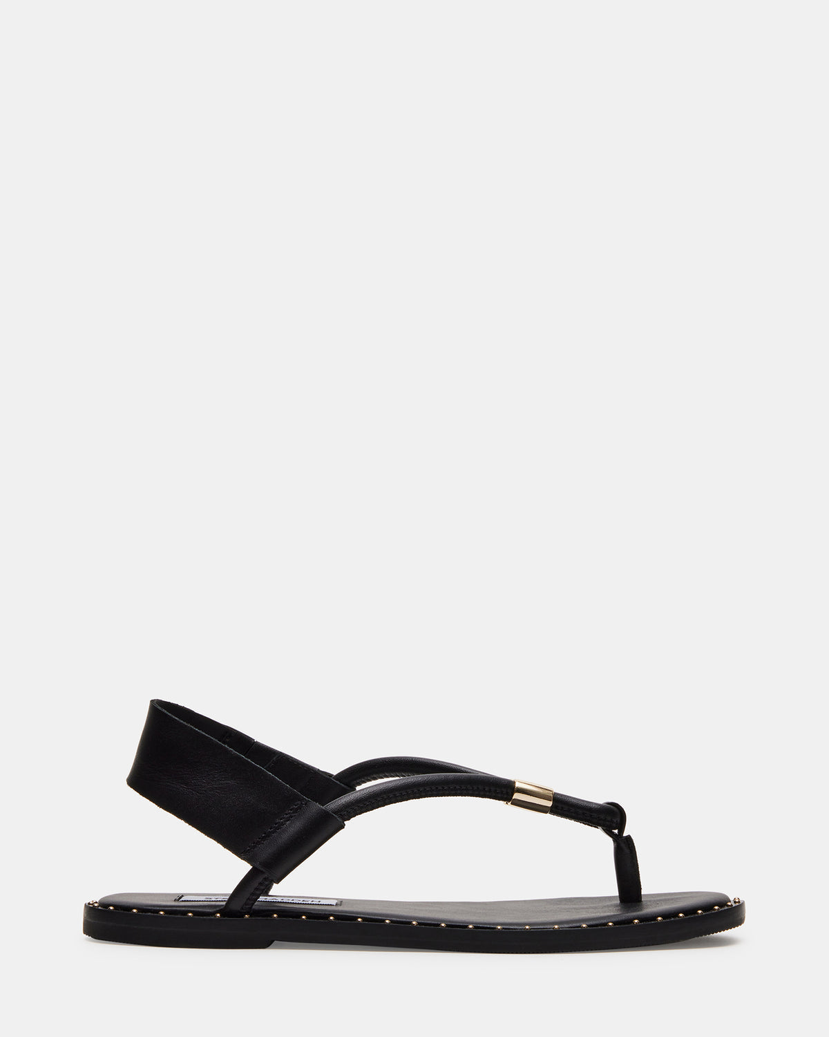 MEDUZA Black Leather Women's Studded Thong Sandal | Steve Madden Great Value