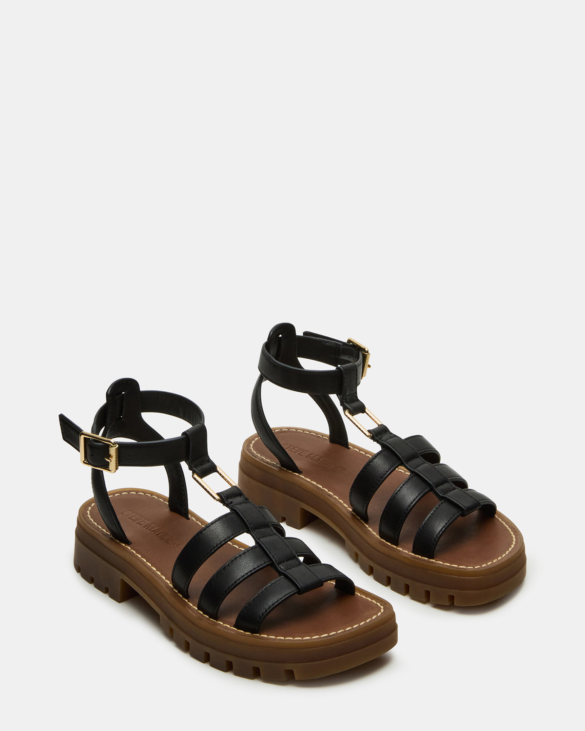 JARELLI Black Leather Strappy Platform Women's Sandal | Steve Madden Trusted