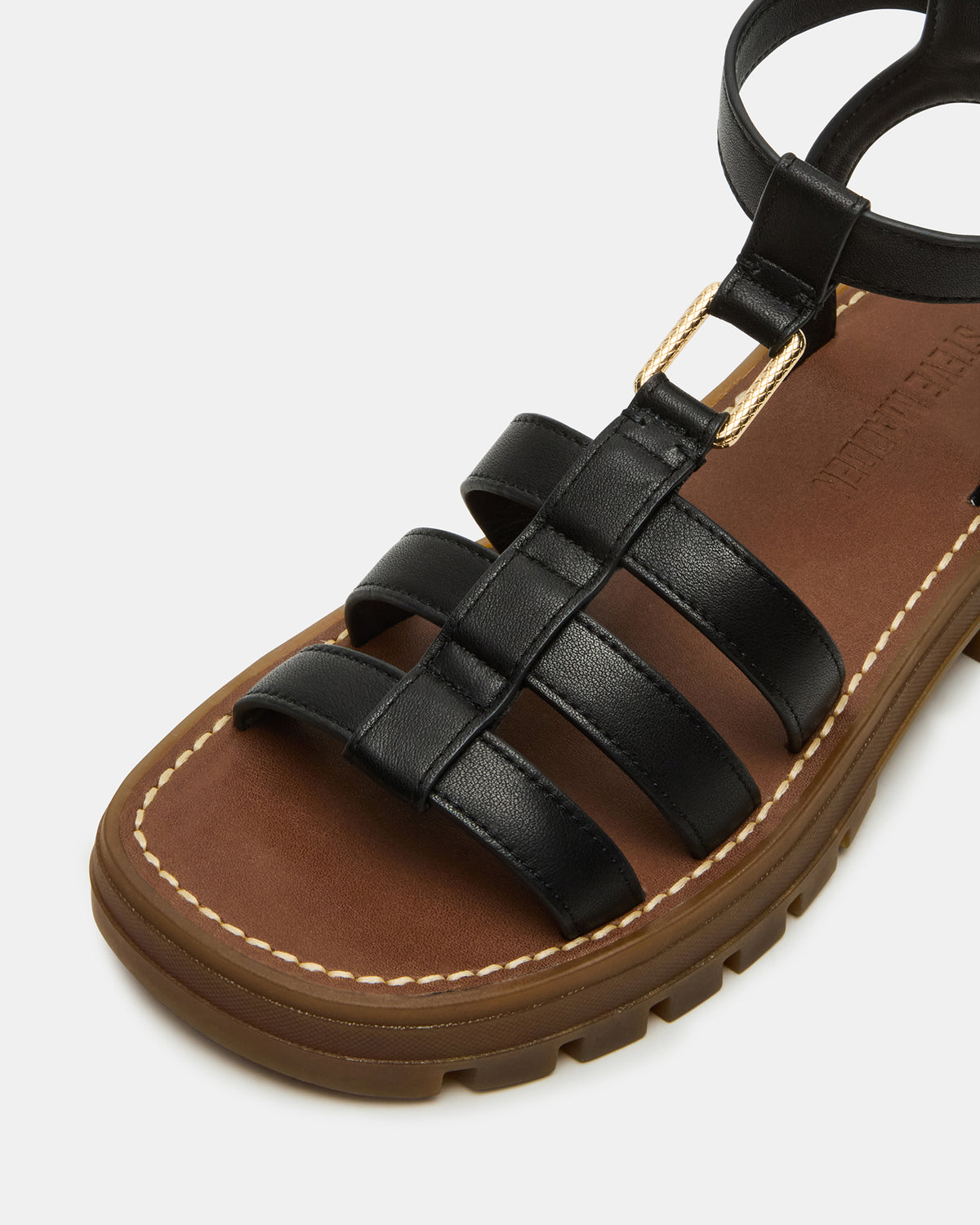 JARELLI Black Leather Strappy Platform Women's Sandal | Steve Madden Trusted
