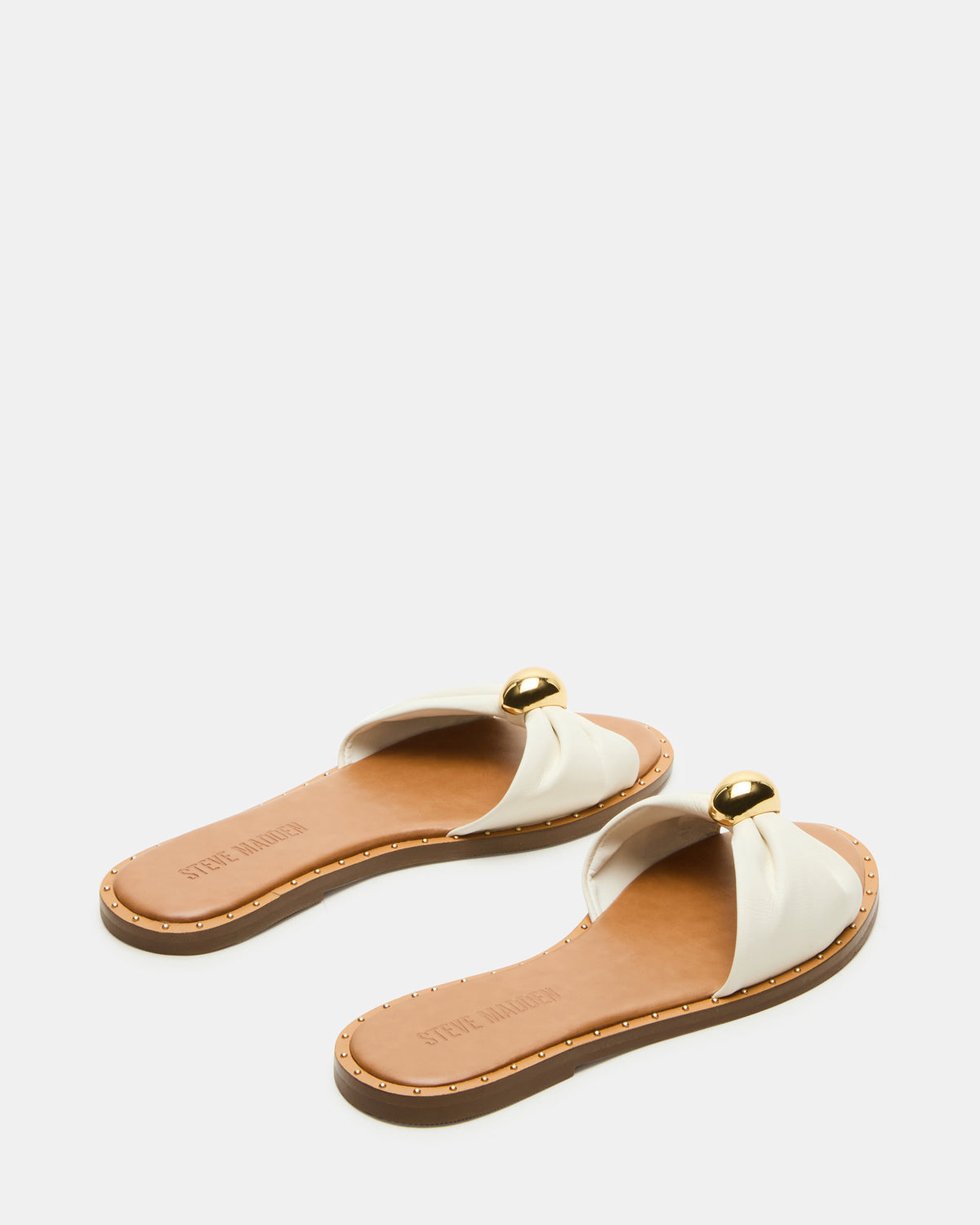 DIPSY White Leather Slide Rounded Toe Women's Sandal | Steve Madden Value