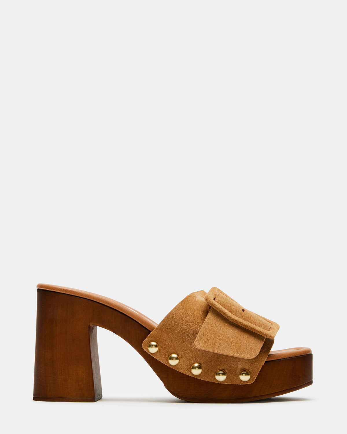 MARLENA Sand Suede Women's Wood Bottom Mule Platform Heel | Steve Madden Best Seller
