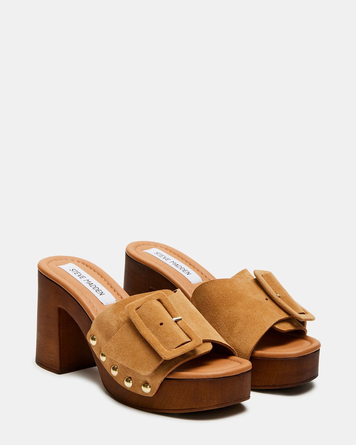 MARLENA Sand Suede Women's Wood Bottom Mule Platform Heel | Steve Madden Best Seller