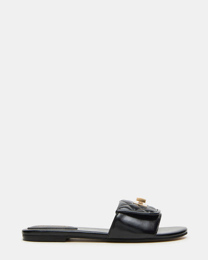 MORELAND Black Quilted Slide Women's Sandal | Steve Madden Discount