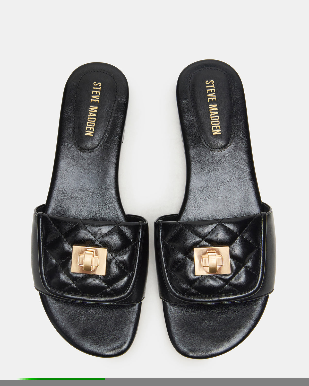MORELAND Black Quilted Slide Women's Sandal | Steve Madden Discount