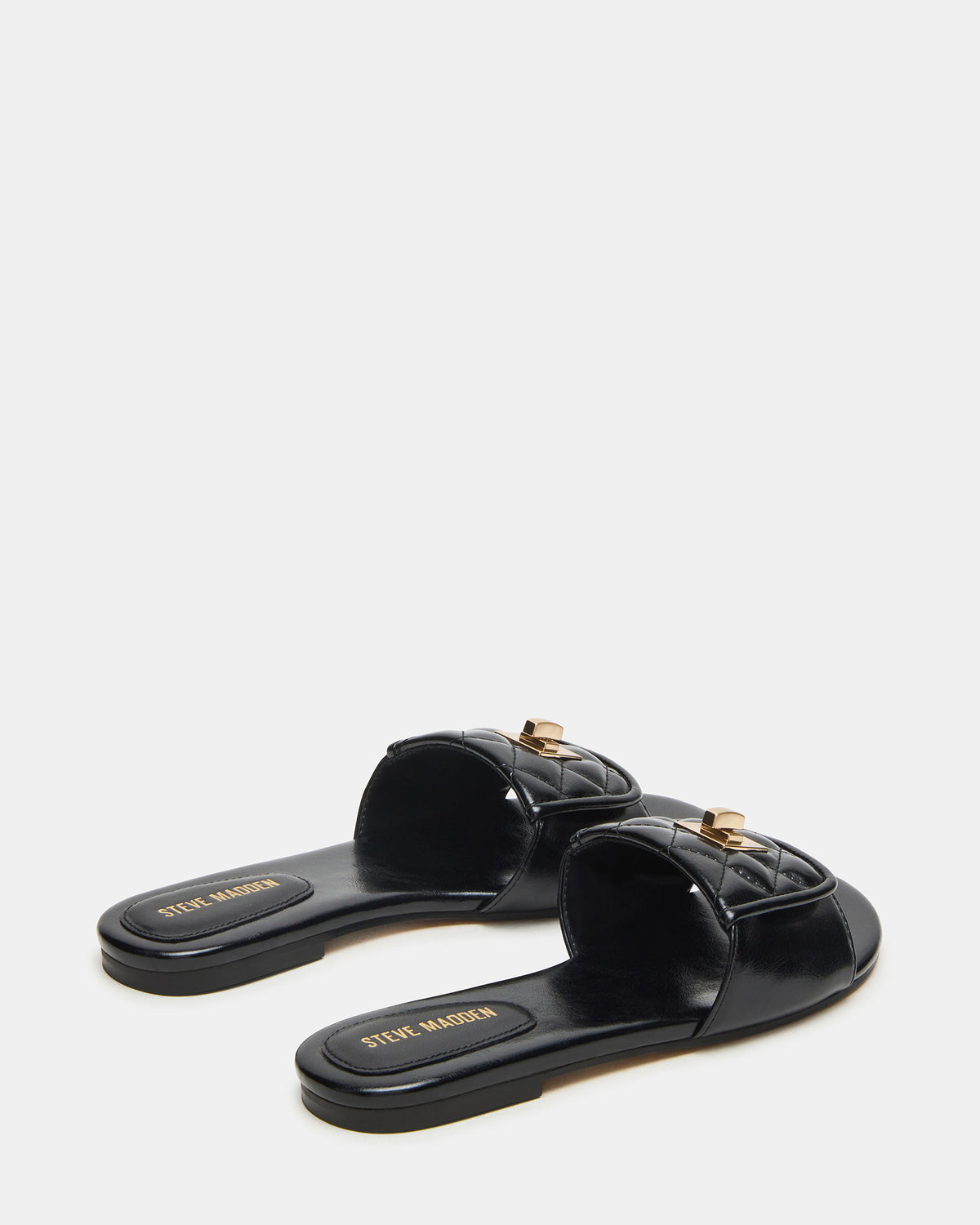 MORELAND Black Quilted Slide Women's Sandal | Steve Madden Discount