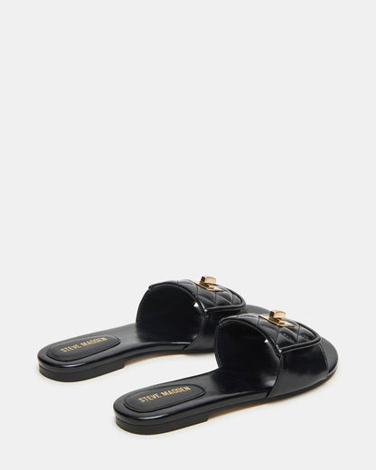 MORELAND Black Quilted Slide Women's Sandal | Steve Madden Discount
