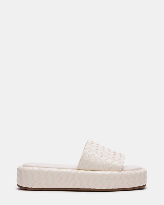BEACHY Quilted Bone Platform Slide Women's Sandal | Steve Madden Smart Buy