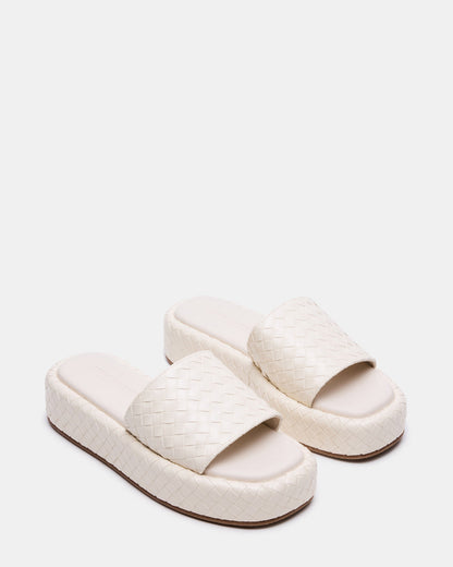 BEACHY Quilted Bone Platform Slide Women's Sandal | Steve Madden Smart Buy