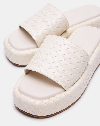 BEACHY Quilted Bone Platform Slide Women's Sandal | Steve Madden Smart Buy