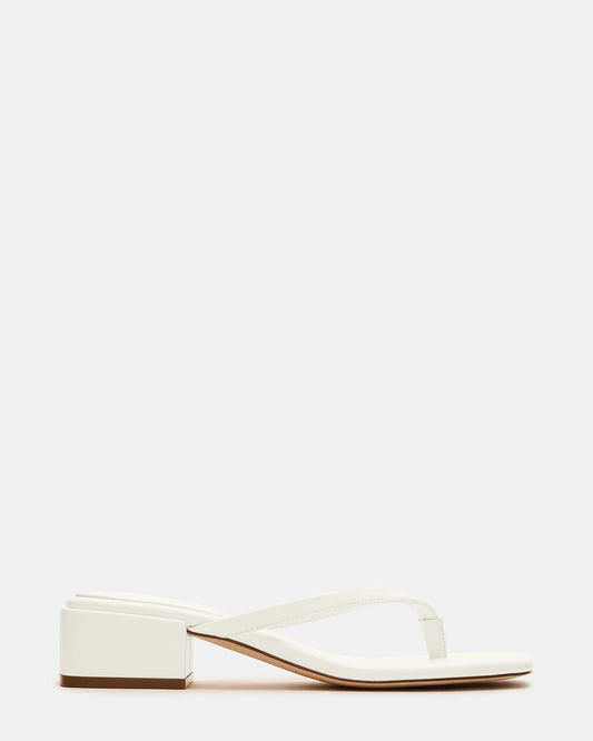 CARIBBEAN White Square-Toe Mule Thong Women's Sandal | Steve Madden Quality