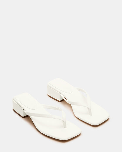 CARIBBEAN White Square-Toe Mule Thong Women's Sandal | Steve Madden Quality