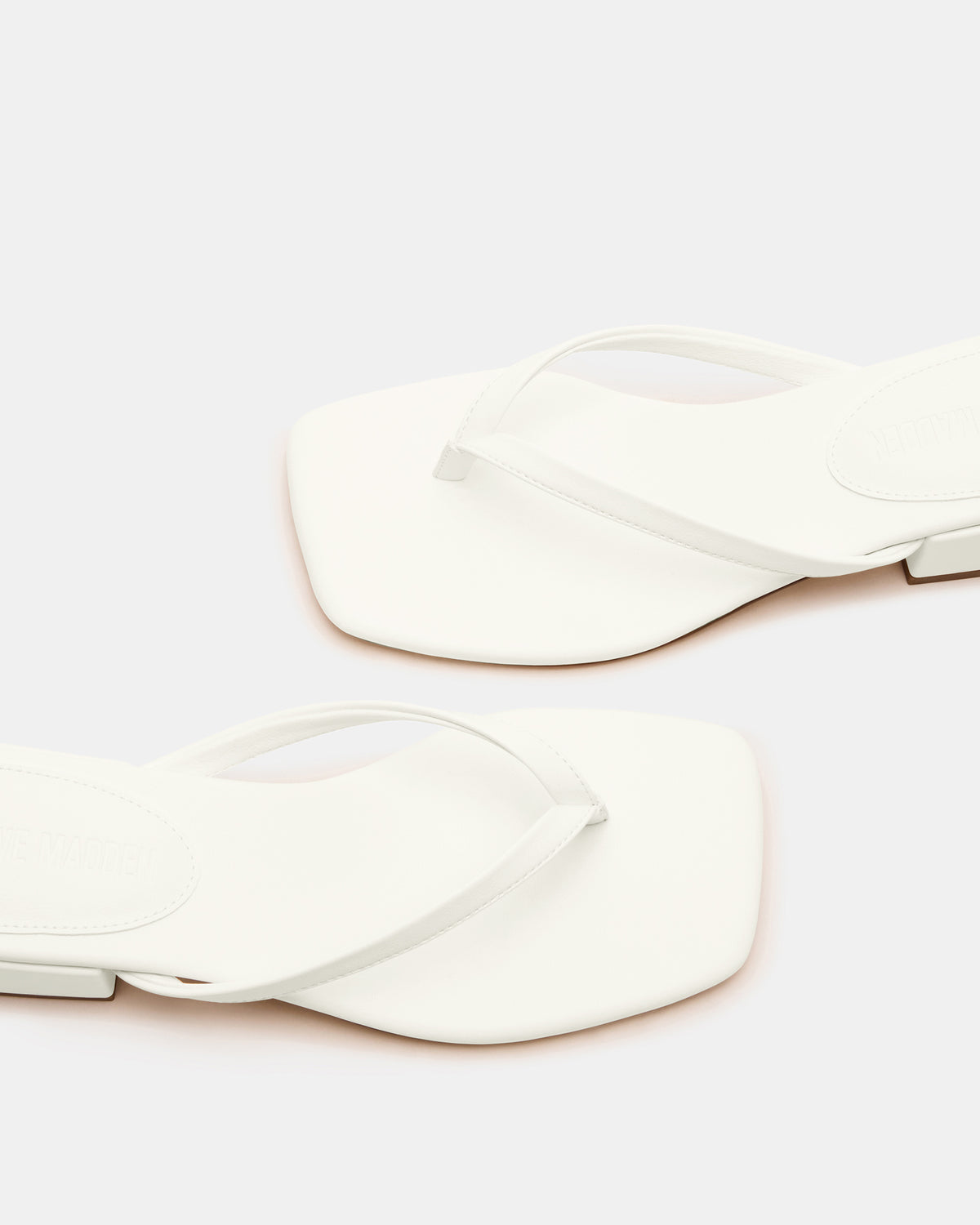CARIBBEAN White Square-Toe Mule Thong Women's Sandal | Steve Madden Quality