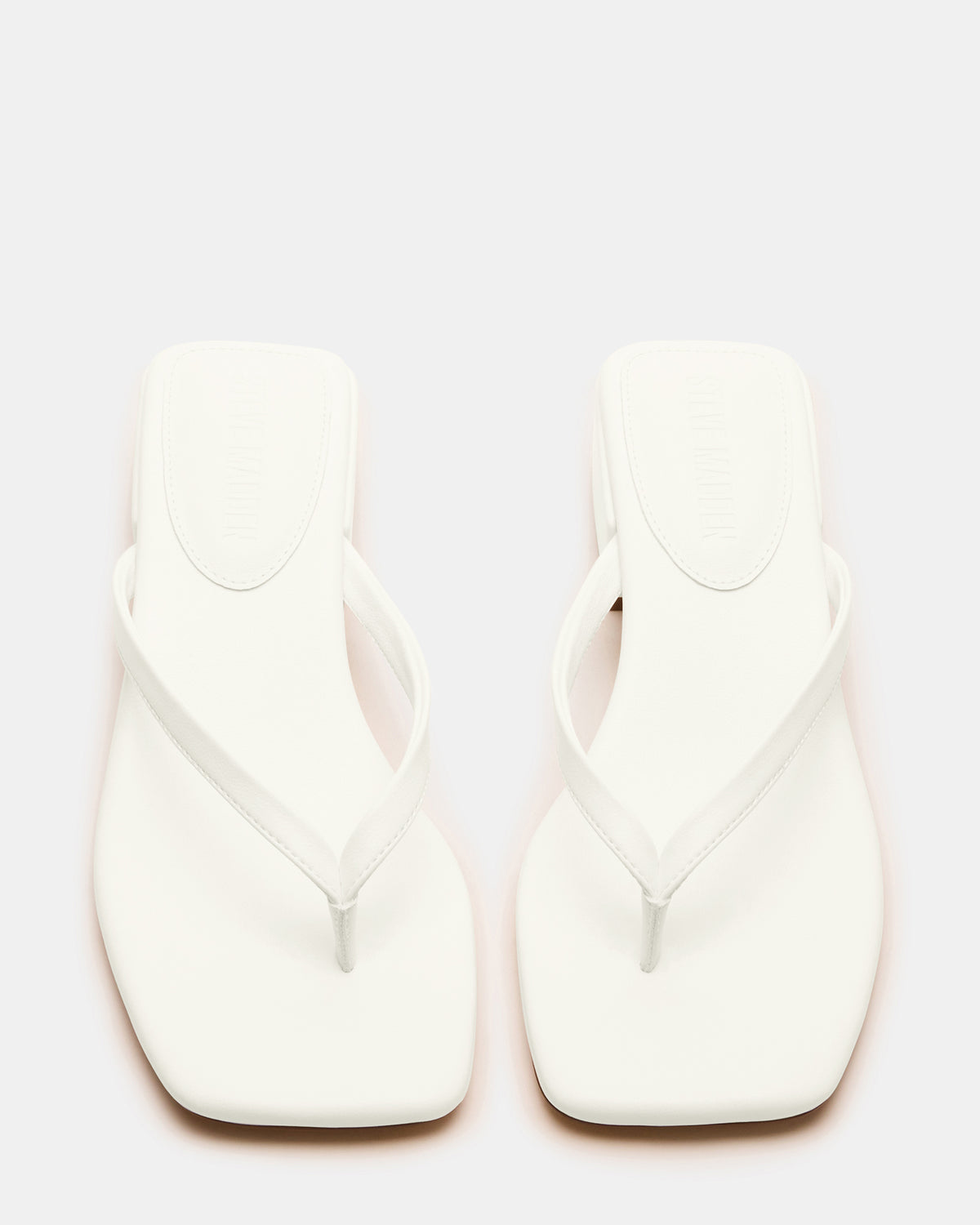 CARIBBEAN White Square-Toe Mule Thong Women's Sandal | Steve Madden Quality