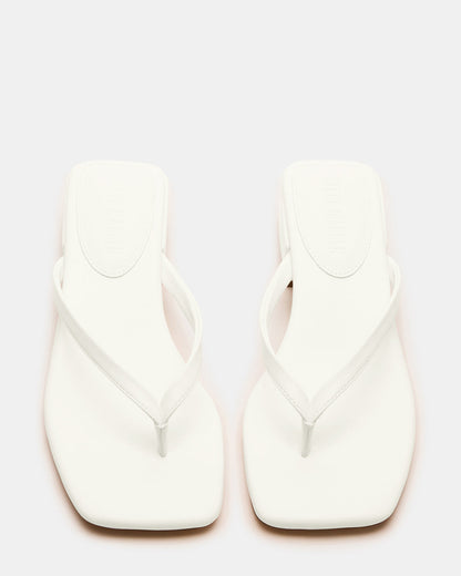 CARIBBEAN White Square-Toe Mule Thong Women's Sandal | Steve Madden Quality