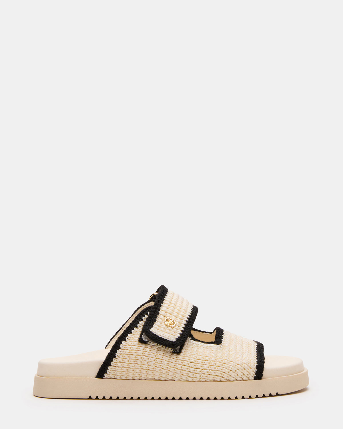 MAYSIE Cream Multi Woven Flatform Footbed Slide Women's Sandal | Steve Madden Trusted