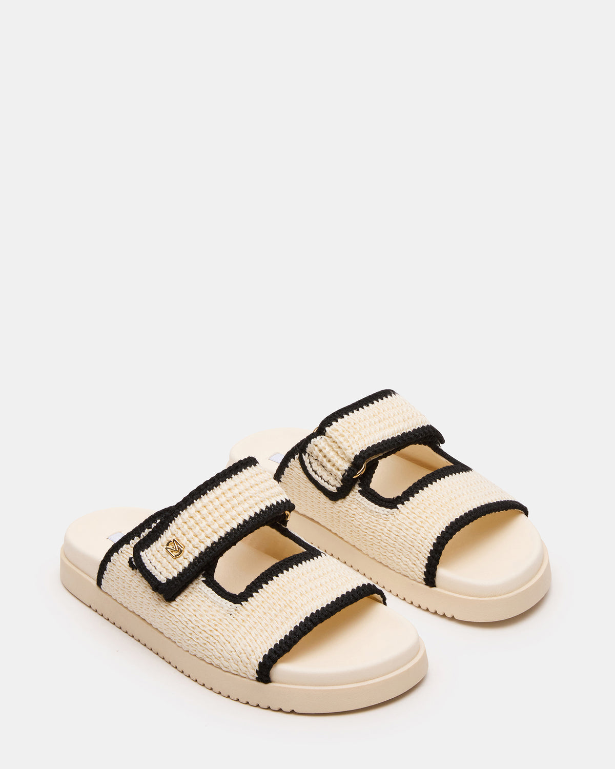 MAYSIE Cream Multi Woven Flatform Footbed Slide Women's Sandal | Steve Madden Trusted