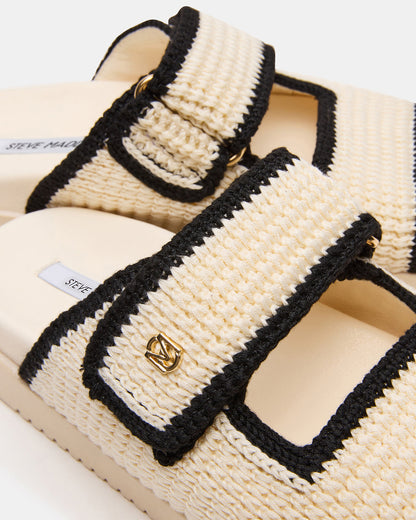MAYSIE Cream Multi Woven Flatform Footbed Slide Women's Sandal | Steve Madden Trusted