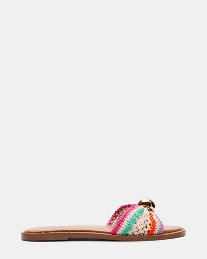 DIPSY Multi Raffia Slide Rounded Toe Women's Sandal | Steve Madden Discount