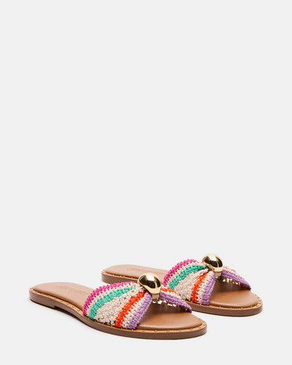 DIPSY Multi Raffia Slide Rounded Toe Women's Sandal | Steve Madden Discount