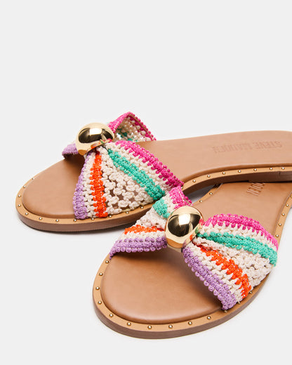 DIPSY Multi Raffia Slide Rounded Toe Women's Sandal | Steve Madden Discount