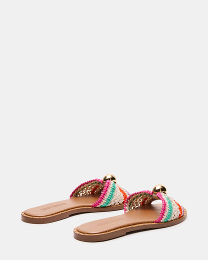 DIPSY Multi Raffia Slide Rounded Toe Women's Sandal | Steve Madden Discount