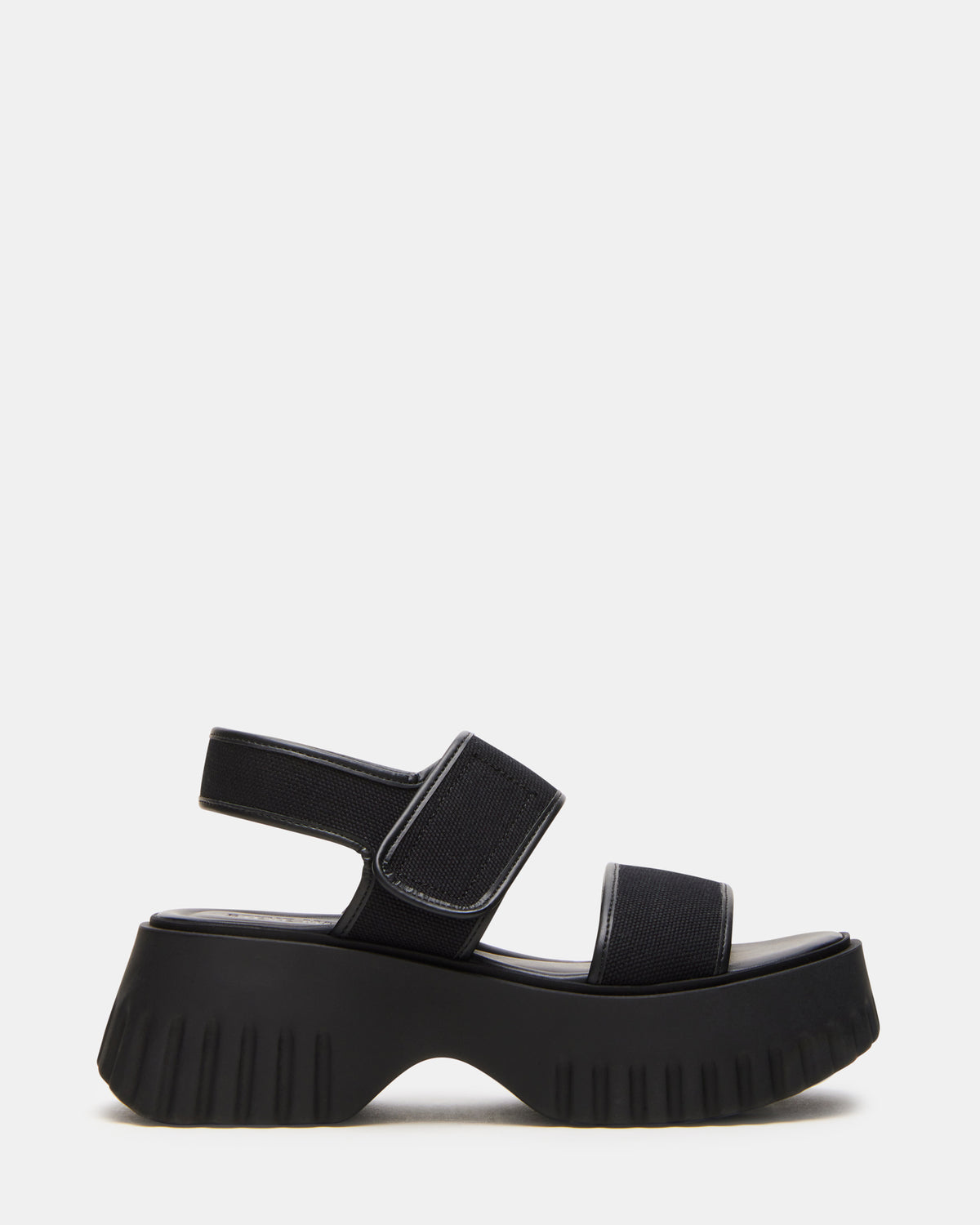 GROVER Black/Black Women's Square-Toe Platform Sandal | Steve Madden Signature