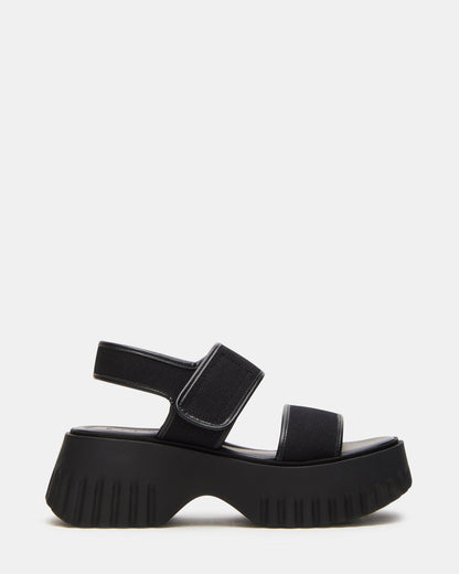 GROVER Black/Black Women's Square-Toe Platform Sandal | Steve Madden Signature