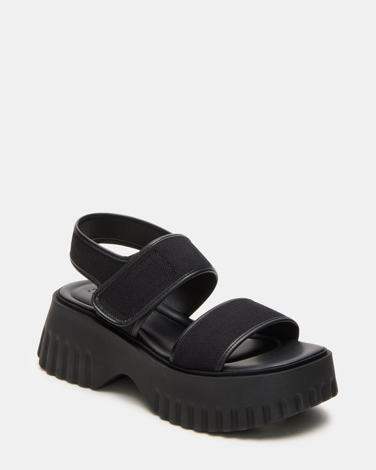 GROVER Black/Black Women's Square-Toe Platform Sandal | Steve Madden Signature