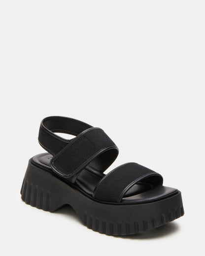 GROVER Black/Black Women's Square-Toe Platform Sandal | Steve Madden Signature