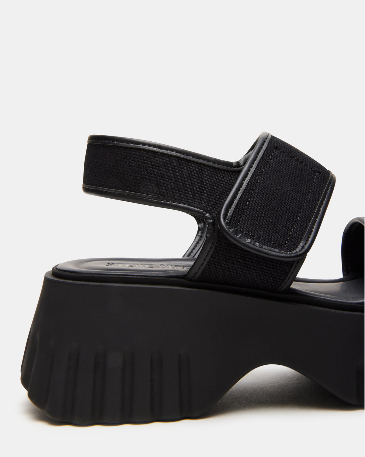 GROVER Black/Black Women's Square-Toe Platform Sandal | Steve Madden Signature
