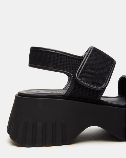 GROVER Black/Black Women's Square-Toe Platform Sandal | Steve Madden Signature