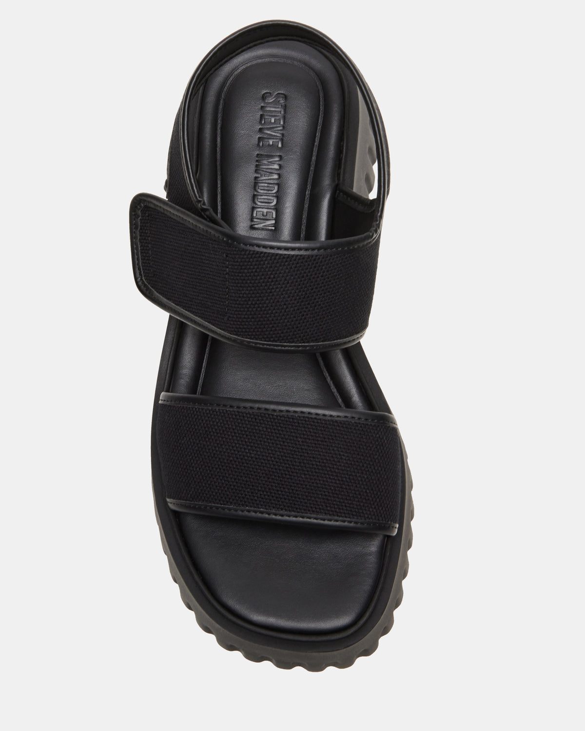 GROVER Black/Black Women's Square-Toe Platform Sandal | Steve Madden Signature