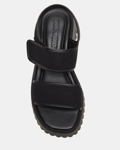 GROVER Black/Black Women's Square-Toe Platform Sandal | Steve Madden Signature