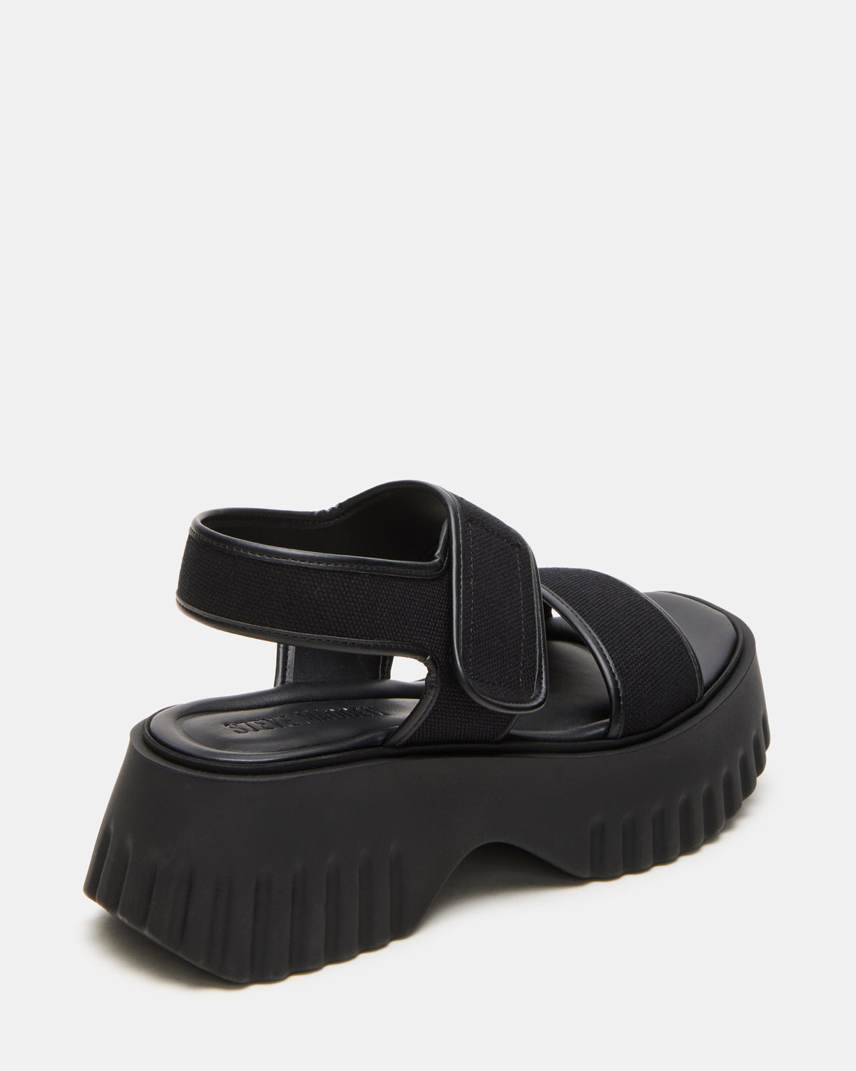 GROVER Black/Black Women's Square-Toe Platform Sandal | Steve Madden Signature