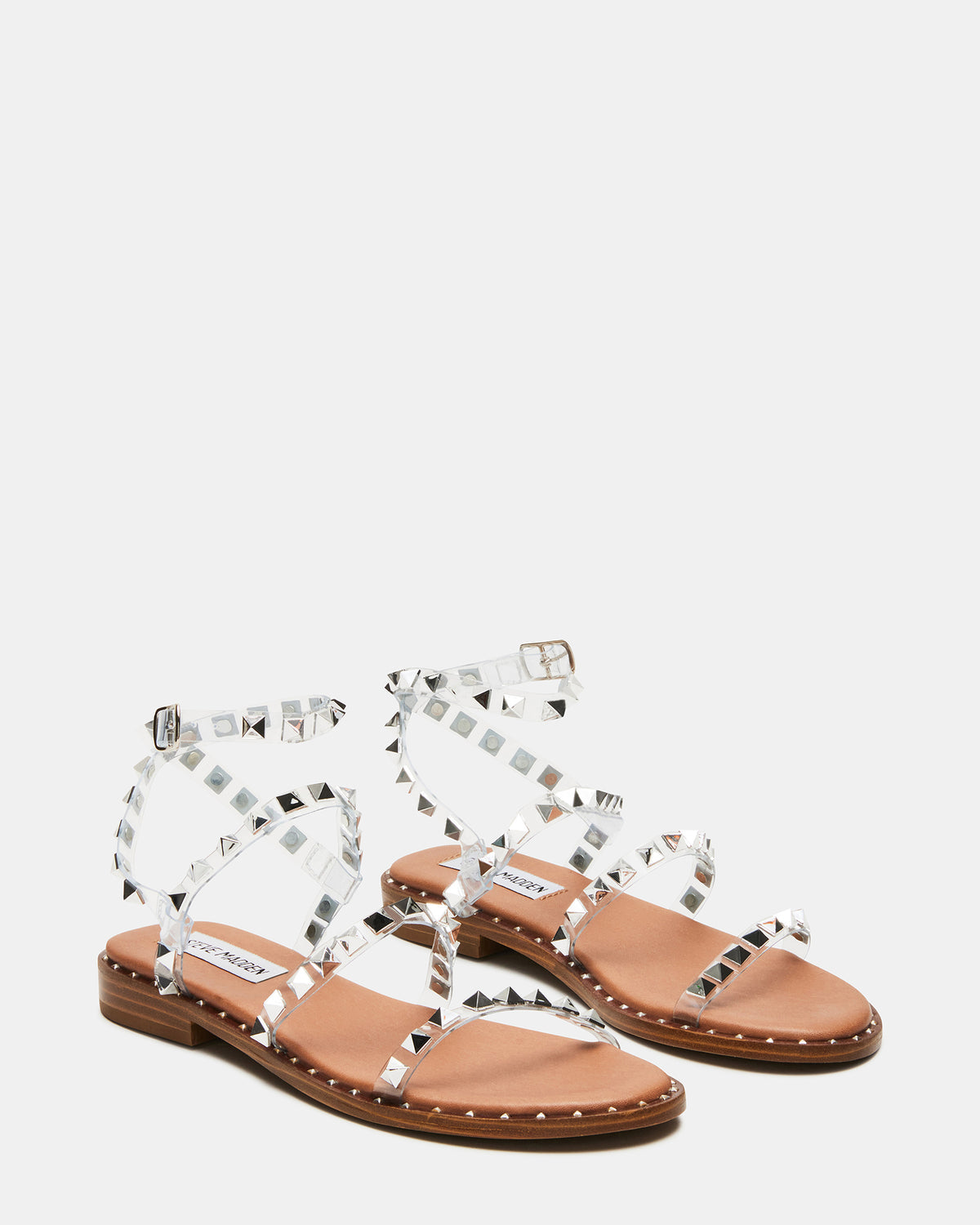 TRAVEL Clear Women's Studded Strappy Sandal | Steve Madden Best Price