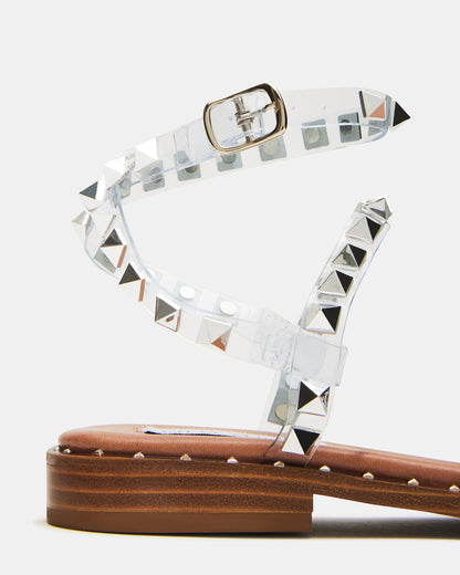TRAVEL Clear Women's Studded Strappy Sandal | Steve Madden Best Price