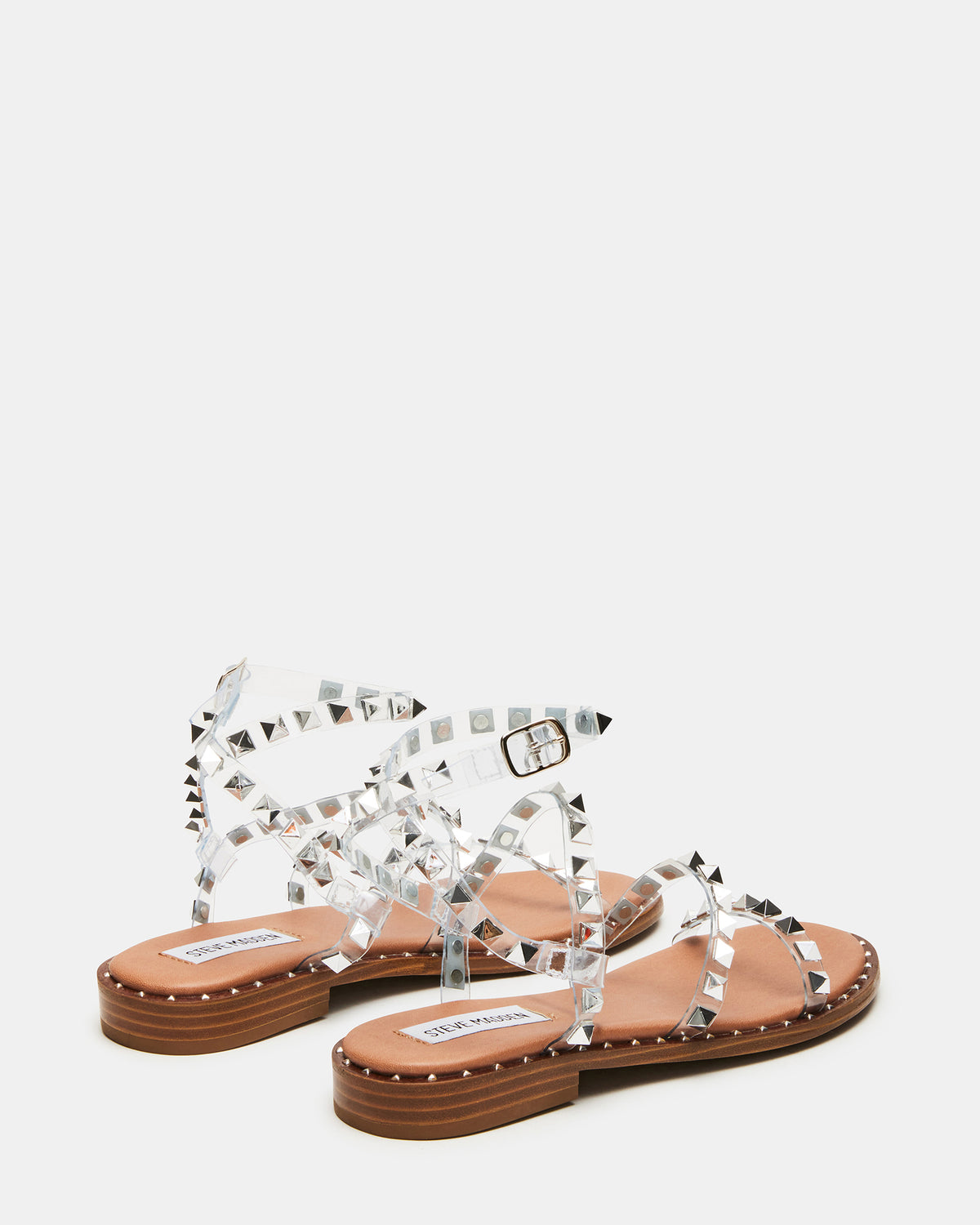 TRAVEL Clear Women's Studded Strappy Sandal | Steve Madden Best Price