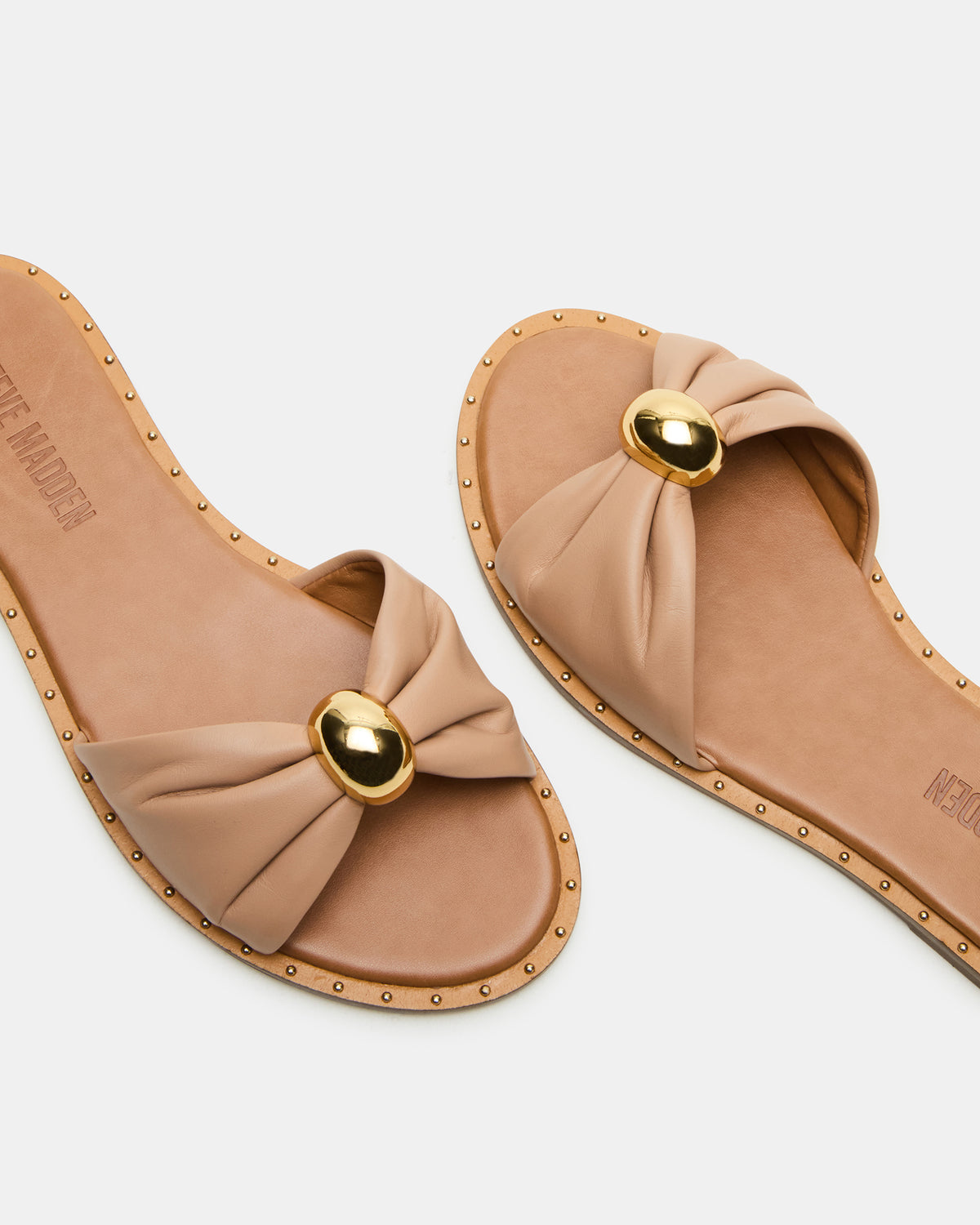 DIPSY Tan Leather Slide Rounded Toe Women's Sandal | Steve Madden Top Pick