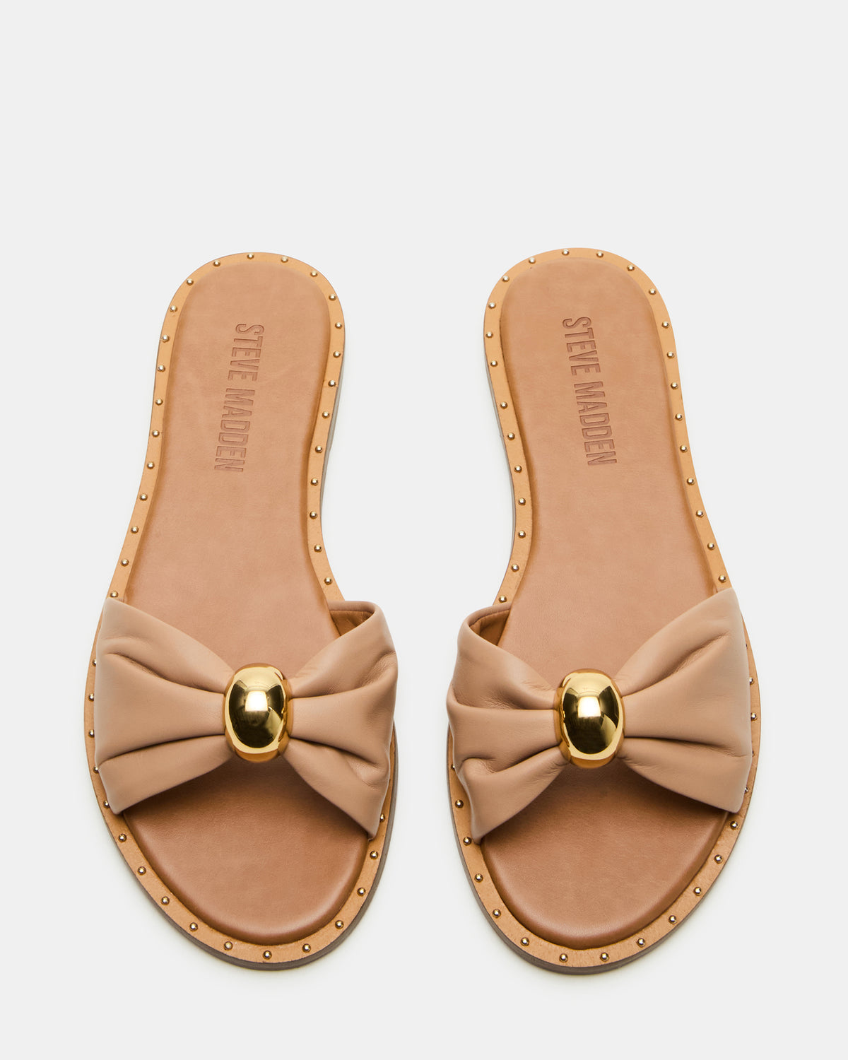 DIPSY Tan Leather Slide Rounded Toe Women's Sandal | Steve Madden Top Pick