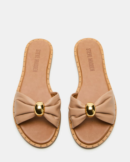 DIPSY Tan Leather Slide Rounded Toe Women's Sandal | Steve Madden Top Pick