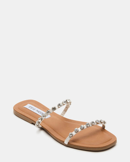 RETREAT Rhinestones Women's Strappy Square-Toe Slide Sandal | Steve Madden Trusted