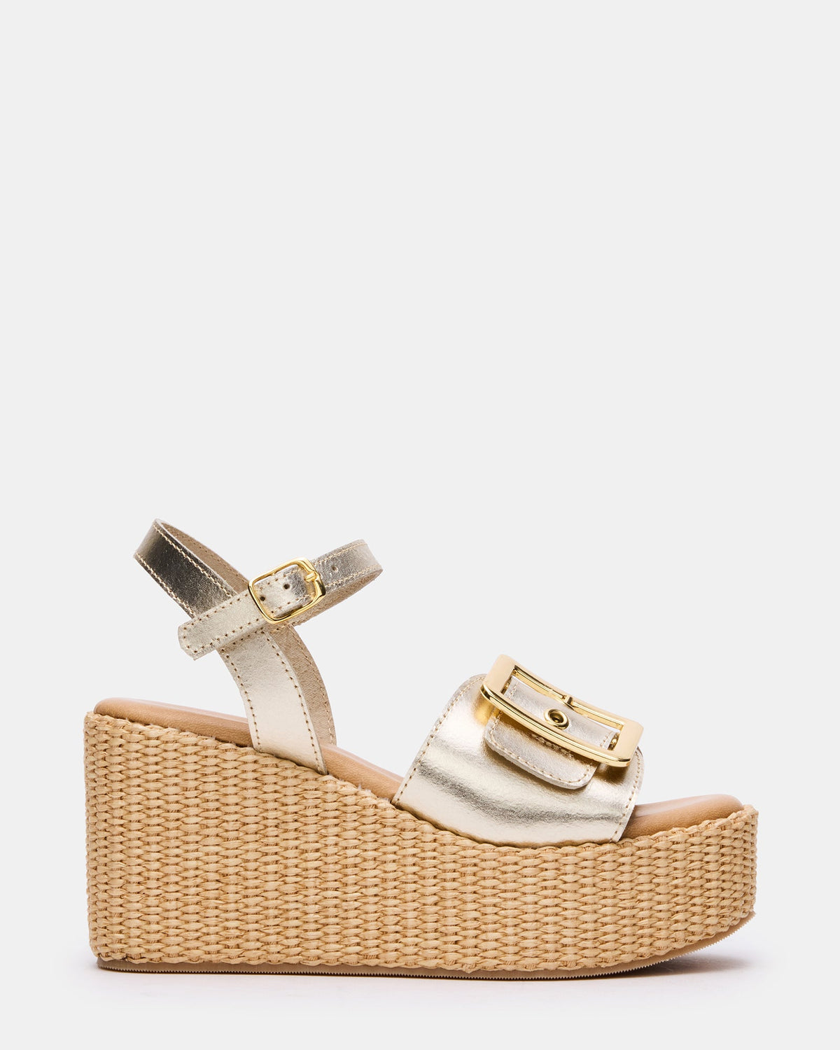CIDER Gold Leather Platform Wedge Women's Sandal | Steve Madden Great Value